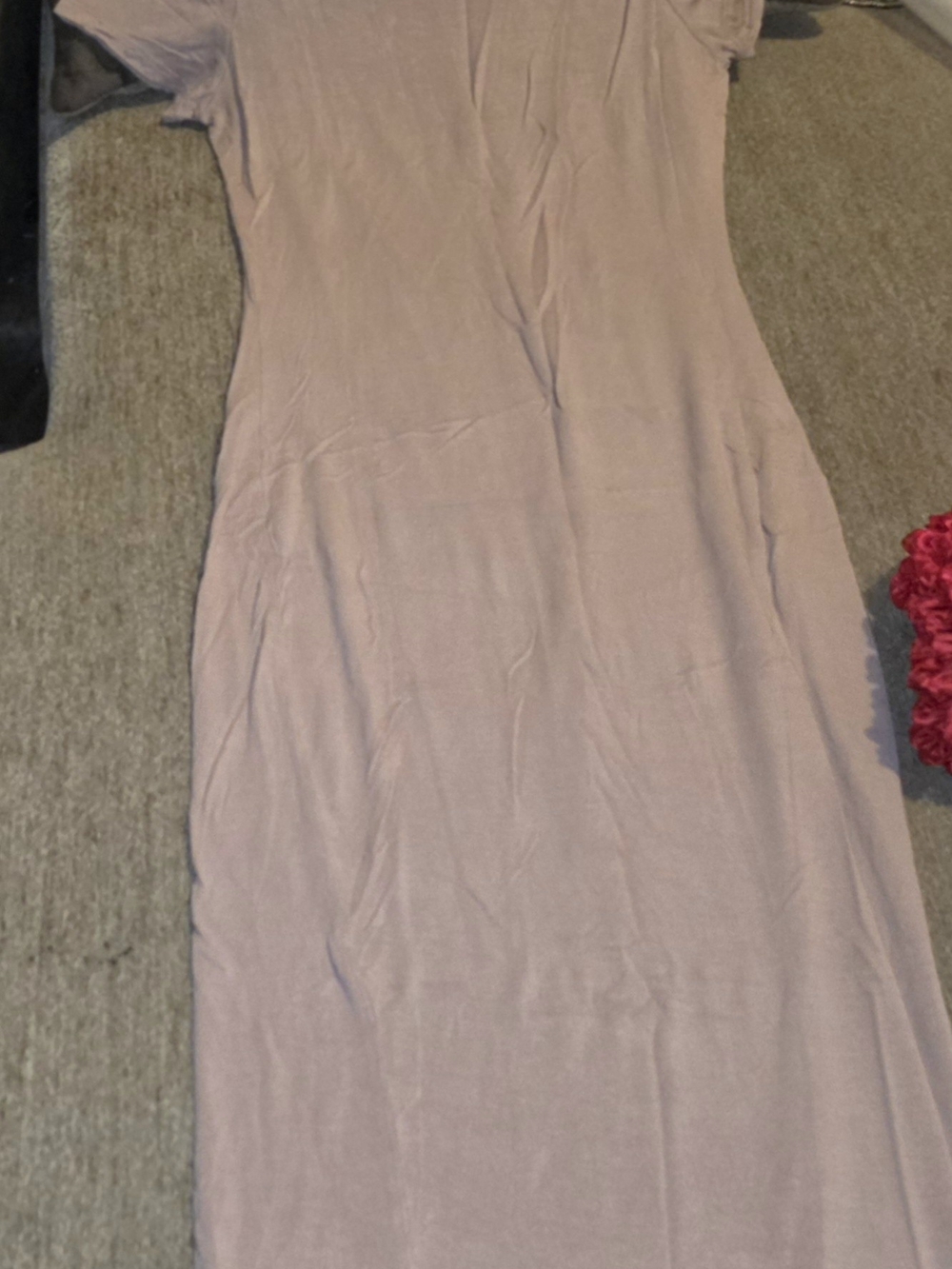 Women’s Short-Sleeve Midi Dress in Mauve Small